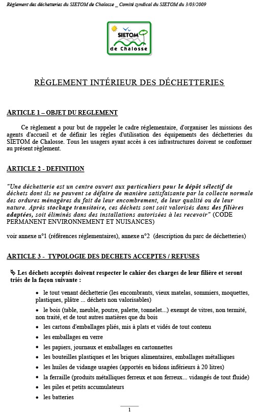 Réglement déchetterie